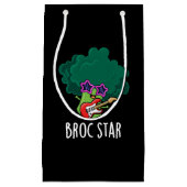 Broc Star Funny Brocolli Rock Star Pun Dark BG Klein Cadeauzakje (Voorkant)
