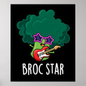 Broc Star Funny Brocolli Rock Star Pun Dark BG Poster (Voorkant)