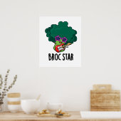 Broc Star Funny Brocolli Rock Star PUn Poster (Keuken)