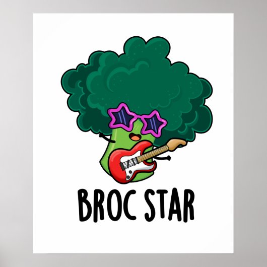 Broc Star Funny Brocolli Rock Star PUn Poster (Voorkant)
