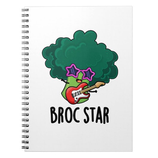 Broc Star Grappige Broccoli Rockster Stunt Notitieboek (Voorkant)