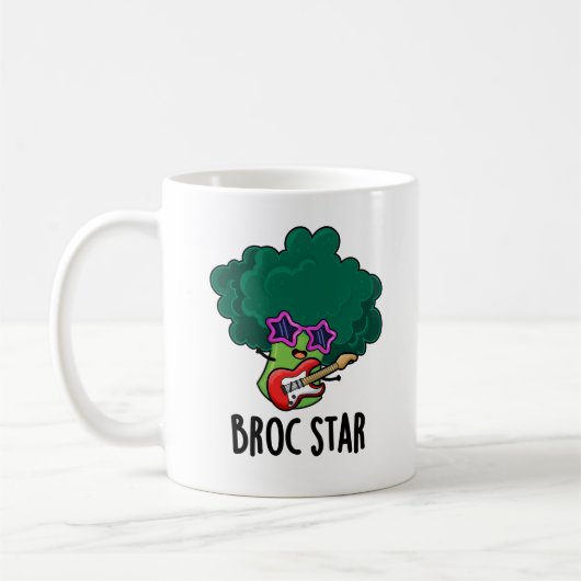 Broc Star Grappige Broccoli Rockster Woordspeling Koffiemok (Links)