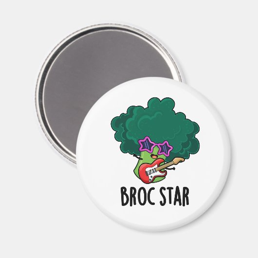 Broc Star Grappige Broccoli Rockster Woordspeling  Magneet (Voorkant / Achterkant)