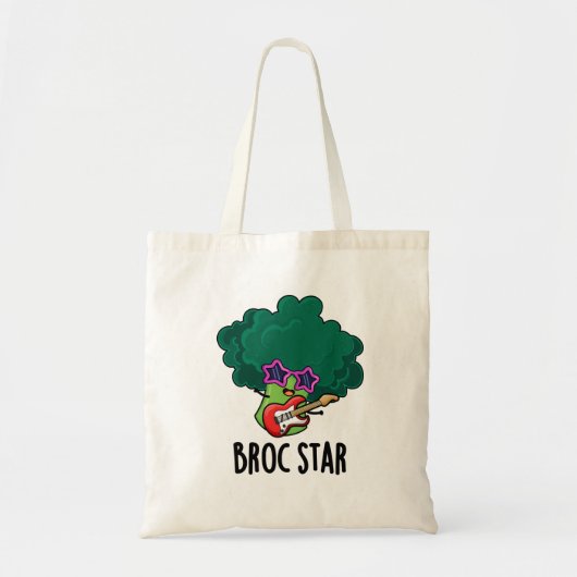 Broc Star Grappige Broccoli Rockster Woordspeling  Tote Bag (Voorkant)