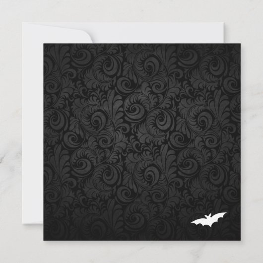 Brocade Bats Halloween Party Invitation Kaart (Achterkant)