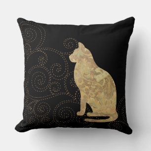 Brocade Cat met Stitches Square Sierkussen