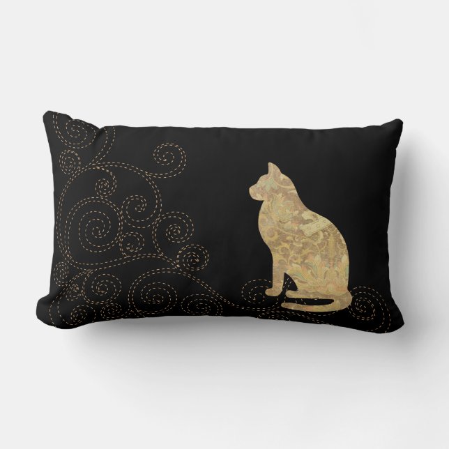 Brocade Cat met titels Lumbar Pillow Kussen (Voorkant)