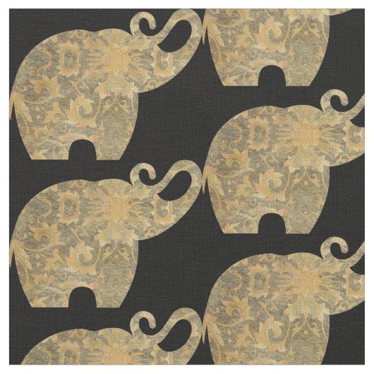 Brocade Elephants Custom Fabric Stof (Close Up)