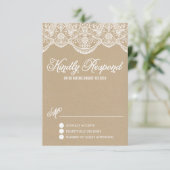 Brocade Lace Faux Kraft Paper RSVP-kaart RSVP Kaartje (Staand voorkant)