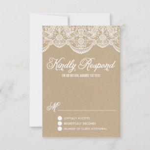 Brocade Lace Faux Kraft Paper RSVP-kaart RSVP Kaartje