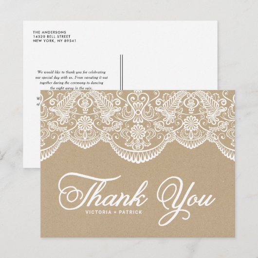  Brocade Lace Hartelijk dank Briefkaart (Voorkant / Achterkant)