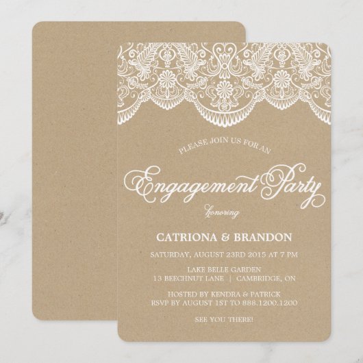 Brocade Lace-Verloving Kaart (Voorkant / Achterkant)