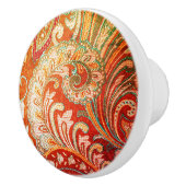 Brocade rood Sinaasappel geel Keramische Knop (Rechts)