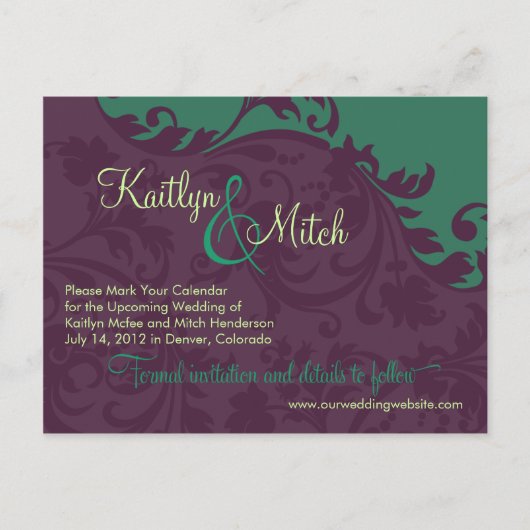 Brocade Save the Date Briefkaart (Voorkant)