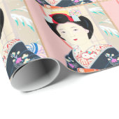 Brocade van Kyoto, vier bladeren - winterjapanse d Cadeaupapier (Rol Hoek)