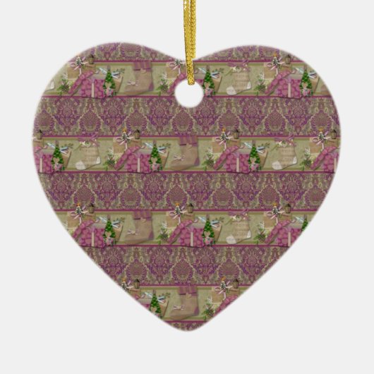 Brocade Victoriaanse Kerst Keramisch Ornament (Voorkant)