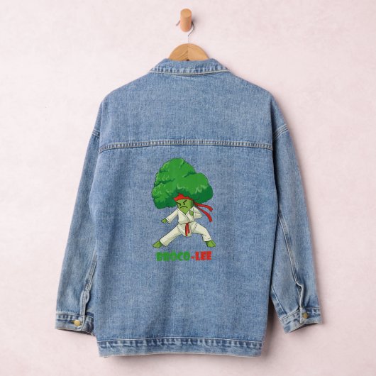 Brocco Lee Fun Vegetarian Karate Broccoli Vegetabl Denim Jacket (Hangar)