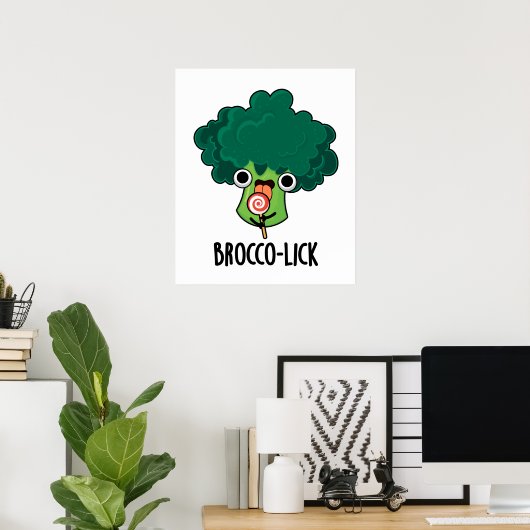Brocco-lick Funny Veggie Broccoli Pun Poster (Thuiskantoor)