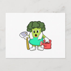 Broccoli als boer met gietkan briefkaart