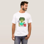 Broccoli als boer met water t-shirt (Voorkant volledig)