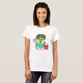 Broccoli als boer met water t-shirt (Voorkant volledig)