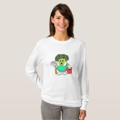 Broccoli als boer met water t-shirt (Voorkant volledig)