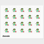Broccoli als boer met water vierkante sticker (Vel)