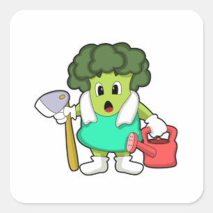 Broccoli als boer met water vierkante sticker