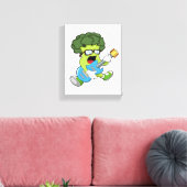 Broccoli als muzikant met gitaar canvas afdruk (Insitu (Woonkamer))