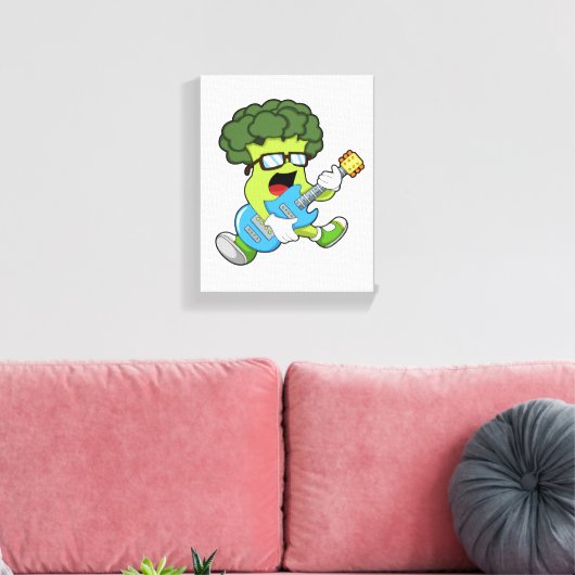 Broccoli als muzikant met gitaar canvas afdruk (Insitu (Woonkamer))