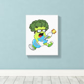 Broccoli als muzikant met gitaar canvas afdruk (Insitu (Houten vloer))