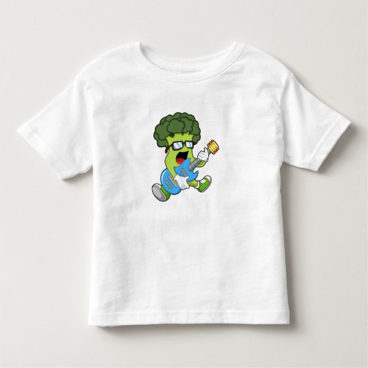 Broccoli als muzikant met gitaar kinder shirts (Voorkant)
