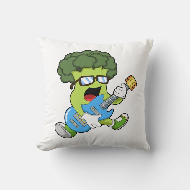 Broccoli als muzikant met gitaar kussen (Voorkant)
