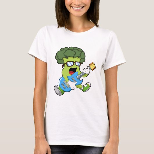 Broccoli als muzikant met gitaar t-shirt (Voorkant)