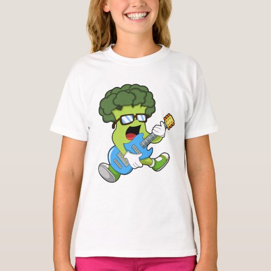 Broccoli als muzikant met gitaar t-shirt (Voorkant)