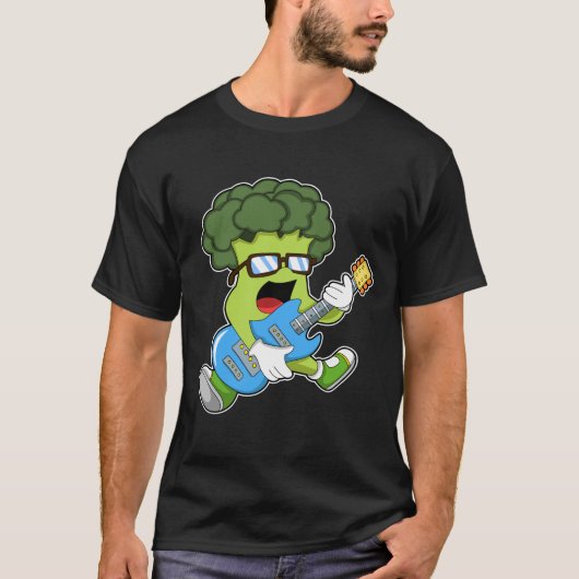 Broccoli als muzikant met gitaar t-shirt (Voorkant)