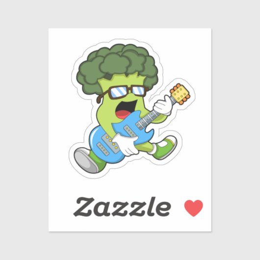 Broccoli as Musician with Guitar Sticker (Vel)