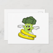 Broccoli as Skier with Ski Briefkaart (Voorkant / Achterkant)