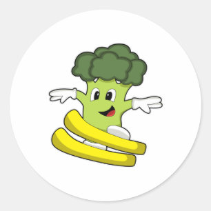 Broccoli as Skier with Ski Ronde Sticker