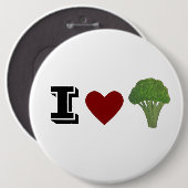 Broccoli badge, broch ronde button 6,0 cm (Voorkant /achterkant)