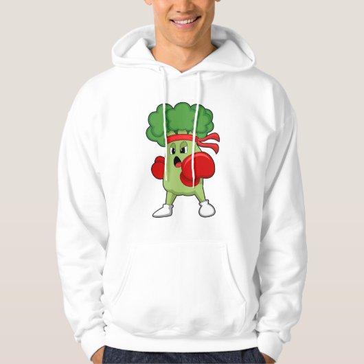 Broccoli bij boksen met boks handschoenen hoodie (Voorkant)