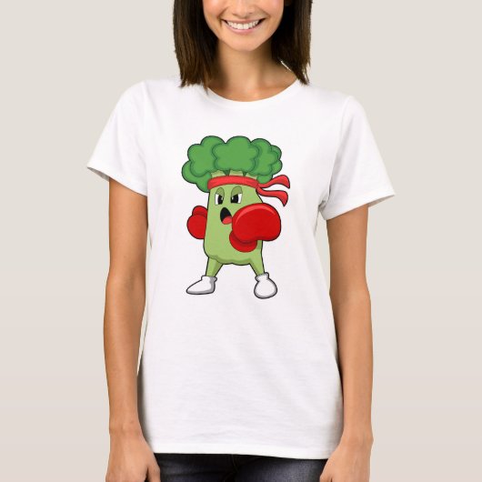 Broccoli bij Boxing met Boxing-handschoenen T-shirt (Voorkant)