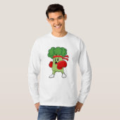 Broccoli bij Boxing met Boxing-handschoenen T-shirt (Voorkant volledig)
