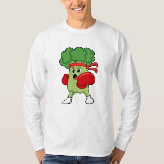 Broccoli bij Boxing met Boxing-handschoenen T-shirt (Voorkant)