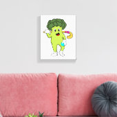 Broccoli bij Hockey met Hockey bat Canvas Afdruk (Insitu (Woonkamer))