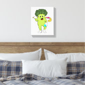 Broccoli bij Hockey met Hockey bat Canvas Afdruk (Insitu (Slaapkamer))