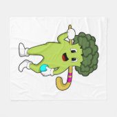 Broccoli bij Hockey met Hockey bat Fleece Deken (Voorkant (Horizontaal))