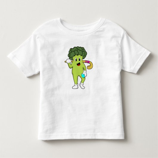 Broccoli bij Hockey met Hockey bat Kinder Shirts (Voorkant)