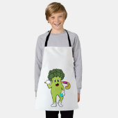 Broccoli bij Hockey met Hockey bat Schort (Gedragen)