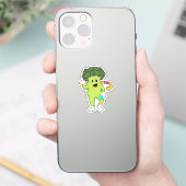 Broccoli bij Hockey met Hockey bat Sticker (Telefoon)